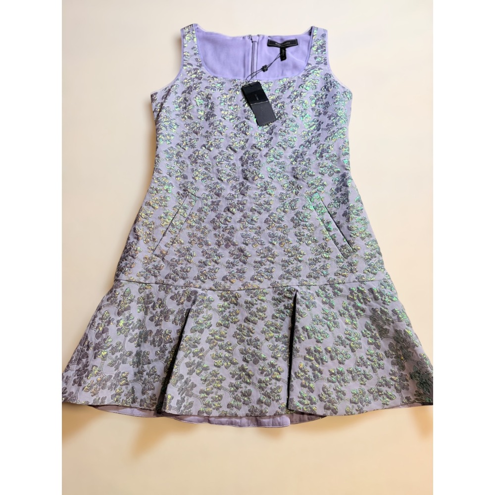 BCBGMaxAzria‎ Malaika lavender metallic jacquard sleeveless mini party dress,